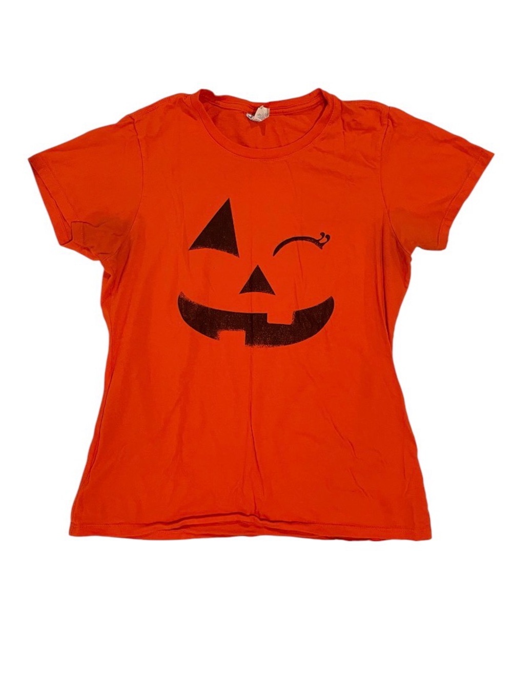 Women’s Orange Pumpkin Face T-Shirt